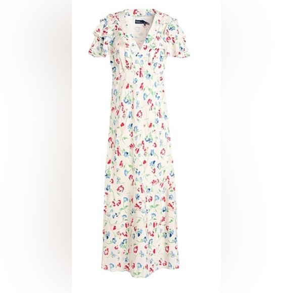 Polo Ralph Lauren Nimes Crepe Mulbery SILK Floral Maxi Dress - Picture 2 of 13